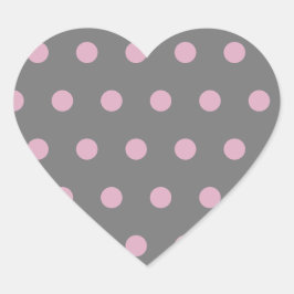 Polka Dot Heart Stickers (dunkelgrau und weich ros