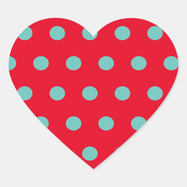 Polka Dot Heart Stickers (Red & Aqua) (Vorderseite)