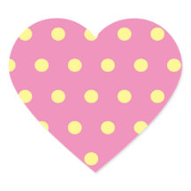 Polka Dot Heart Stickers (rosa & weich gelb)