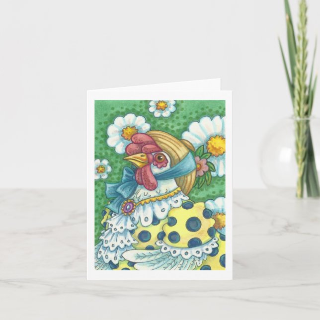 POLKA DOT HEN, CHICKEN PORTRAIT NOTE CARD Blank Karte (Vorderseite)