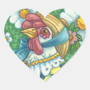 POLKA DOT HEN, CHICKEN STICKERS Herz, Blatt