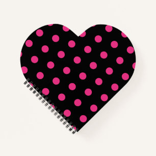 Polka Dot Herz Notizbuch (Schwarz & Neon Pink)