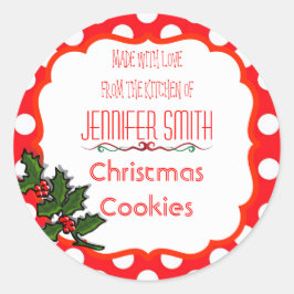 Polka Dot Holiday Weihnachtsbäckerei Gebäck Keks Runder Aufkleber