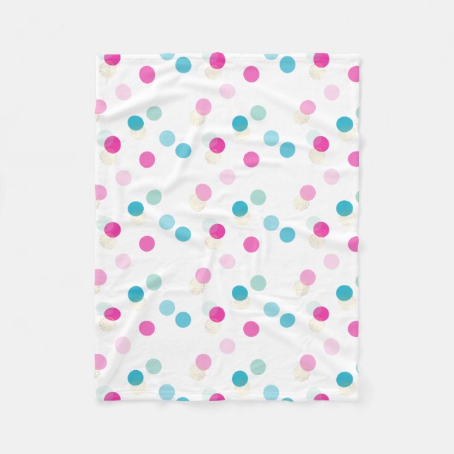 POLKA DOT hübsches Muster rosa Aqua-blaues Kinderz Fleecedecke (Vorderseite)