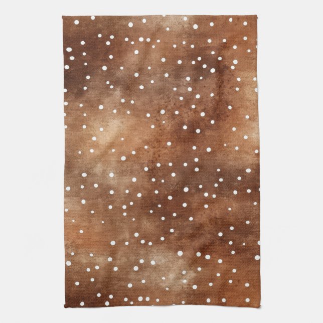 Polka-Dot in Coffee Brown und White (2) Geschirrtuch (Vertikal)