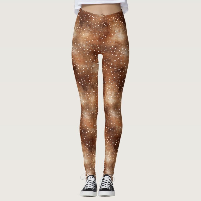 Polka-Dot in Coffee Brown und White (2) Leggings (Vorderseite)