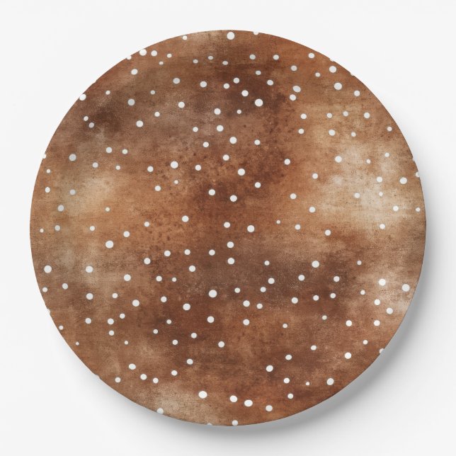 Polka-Dot in Coffee Brown und White (2) Pappteller (Vorderseite)