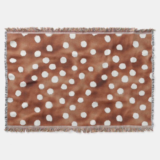 Polka-Dot in Coffee Brown und White Decke (Vorderseite)