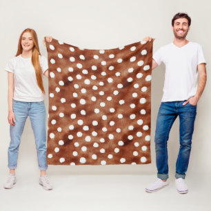 Polka-Dot in Coffee Brown und White Fleecedecke