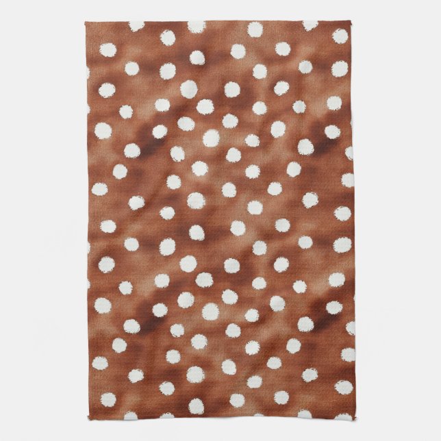Polka-Dot in Coffee Brown und White Geschirrtuch (Vertikal)