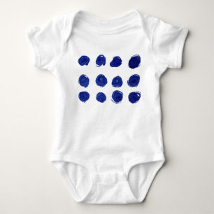Polka dot, indigoblau Aquarell. Baby Strampler