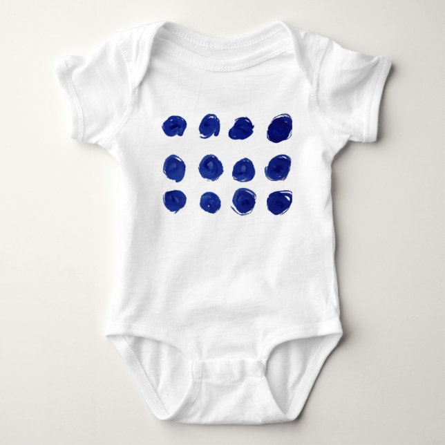 Polka dot, indigoblau Aquarell. Baby Strampler (Vorderseite)