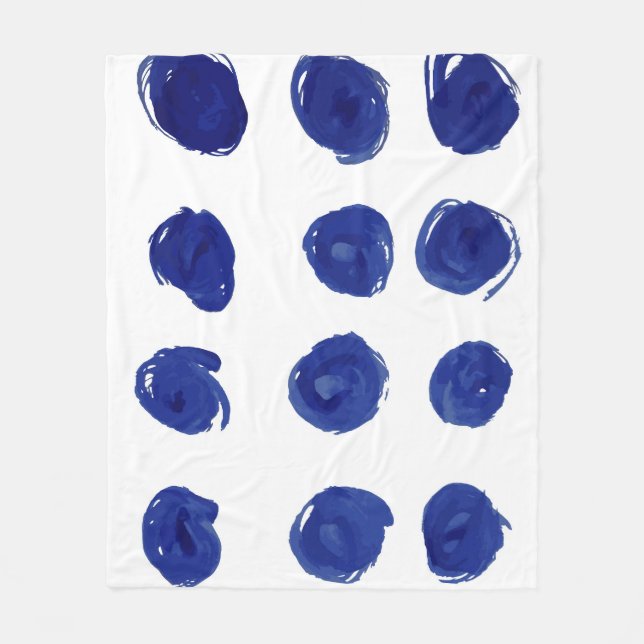 Polka dot, indigoblau Aquarell. Fleecedecke (Vorderseite)