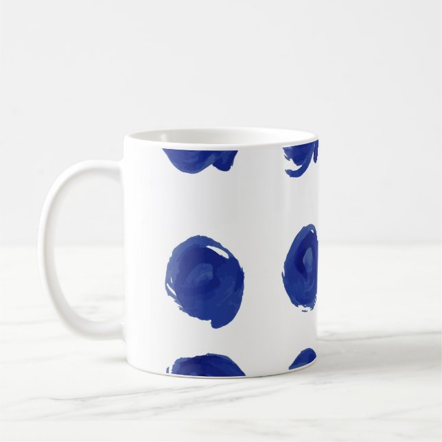 Polka dot, indigoblau Aquarell. Kaffeetasse (Links)