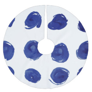 Polka dot, indigoblau Aquarell. Polyester Weihnachtsbaumdecke