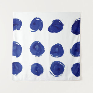 Polka dot, indigoblau Aquarell. Wandteppich