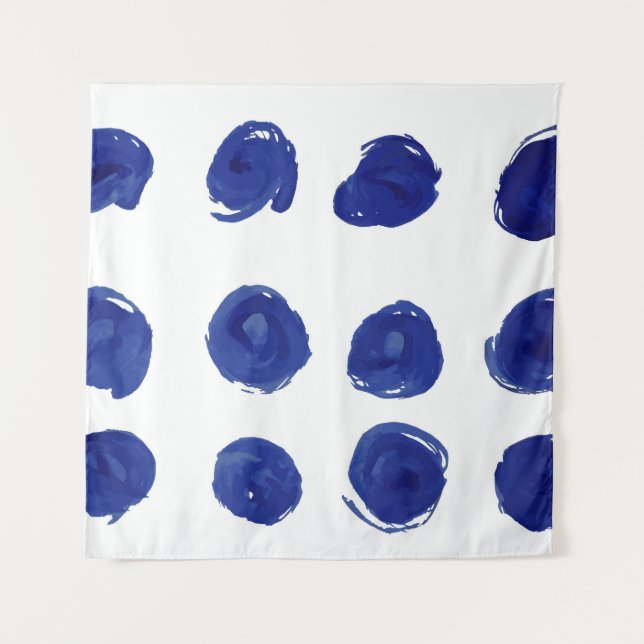 Polka dot, indigoblau Aquarell. Wandteppich (Vorderseite)