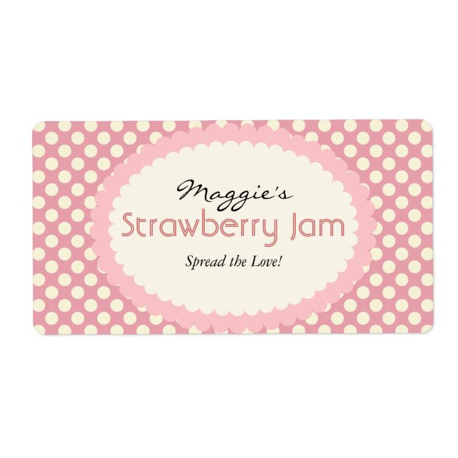 Polka Dot Jam Jar Labels, kundenspezifisch (Vorne)