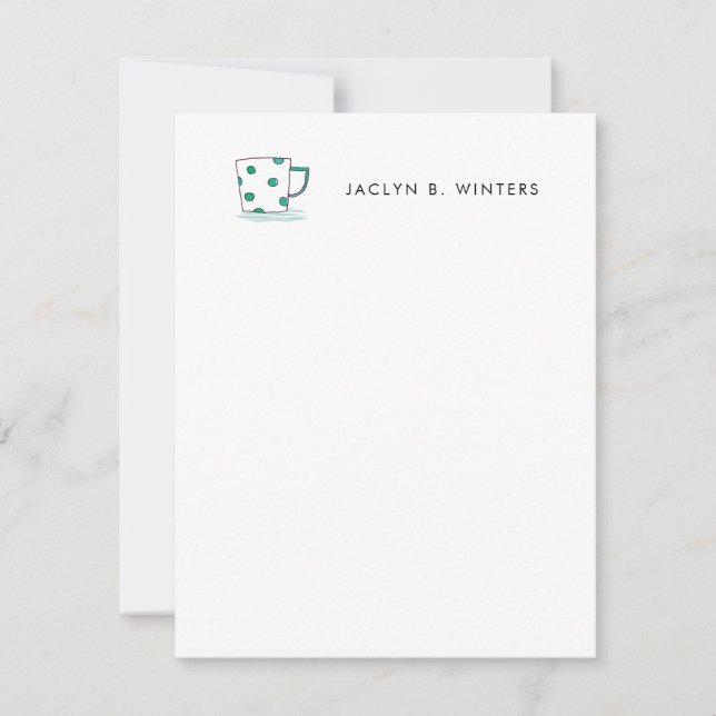 Polka Dot Kaffee Cup Wasserfarbe Mitteilungskarte (Vorderseite)