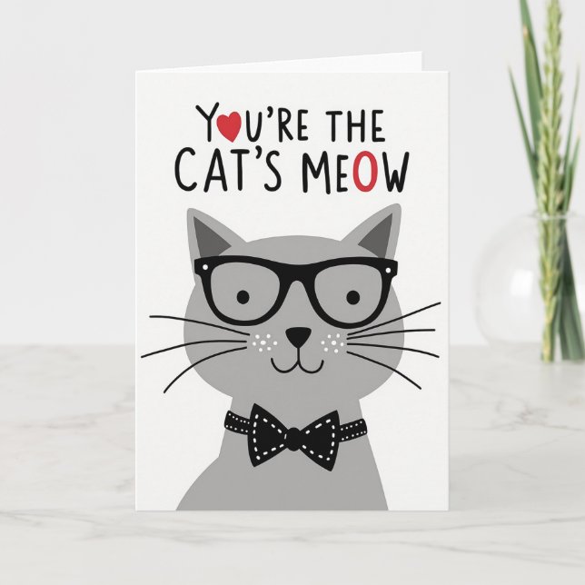 Polka Dot Katzen Miezekarte Karte (Vorderseite)