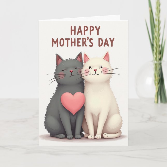 Polka Dot Katzen Muttertagskarte Karte (Vorderseite)