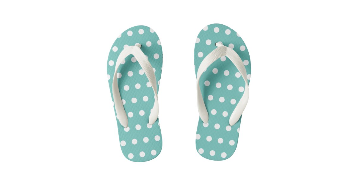 Polka Dot Kids Flip Flops (Aqua & White) | Zazzle.at