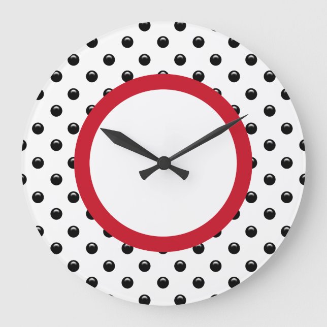 Polka Dot Kitchen Wandleuchten Große Wanduhr (Vorderseite)
