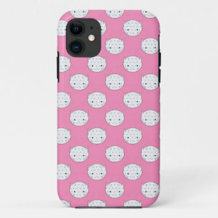 Polka Dot Kitty Pink und White Cat Gesicht Muster iPhone 11 Hülle