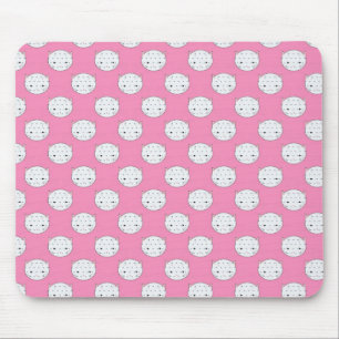 Polka Dot Kitty Pink und White Cat Gesicht Muster Mousepad