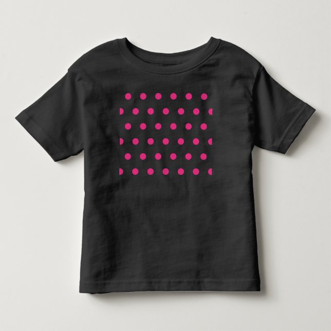 Polka-Dot-Kleinkind-T - Shirt (Schwarz & Neon Pink (Vorderseite)