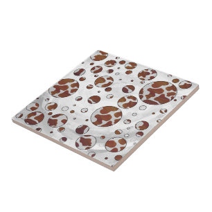 Polka Dot Kuh Brown und White Print Fliese