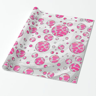 Polka Dot Kuh Rosa und Weiß Geschenkpapier