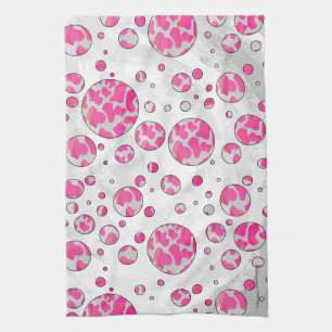 Polka Dot Kuh Rosa und Weiß Handtuch