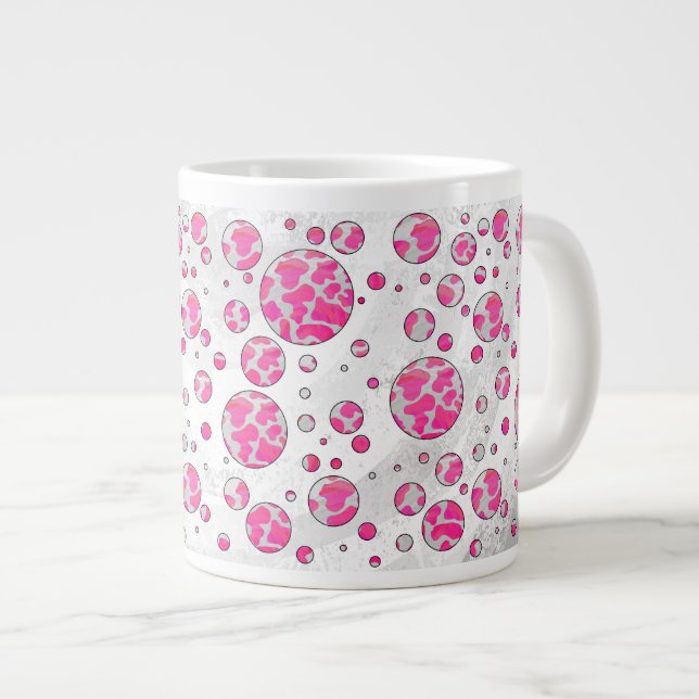 Polka Dot Kuh Rosa und Weiß Jumbo-Tasse (Vorderseite Rechts)
