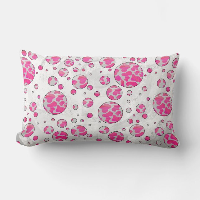 Polka Dot Kuh Rosa und Weiß Lendenkissen (Vorderseite)