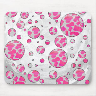 Polka Dot Kuh Rosa und Weiß Mousepad