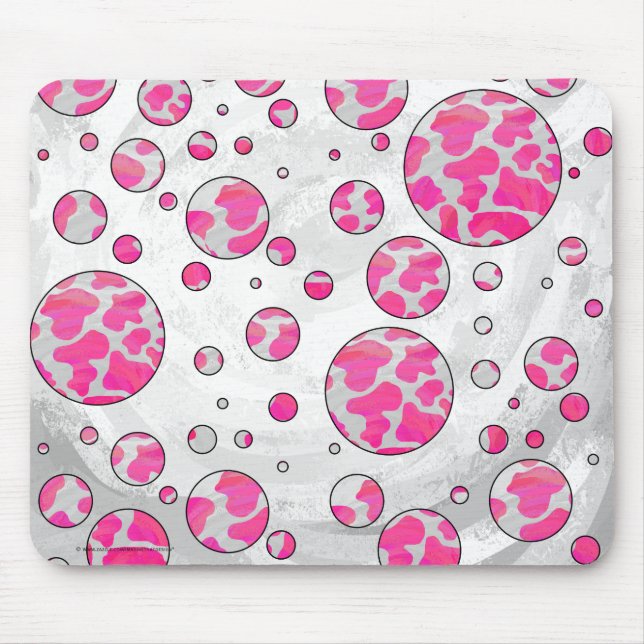Polka Dot Kuh Rosa und Weiß Mousepad (Vorne)