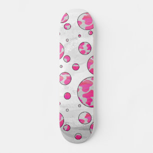 Polka Dot Kuh Rosa und Weiß Skateboard