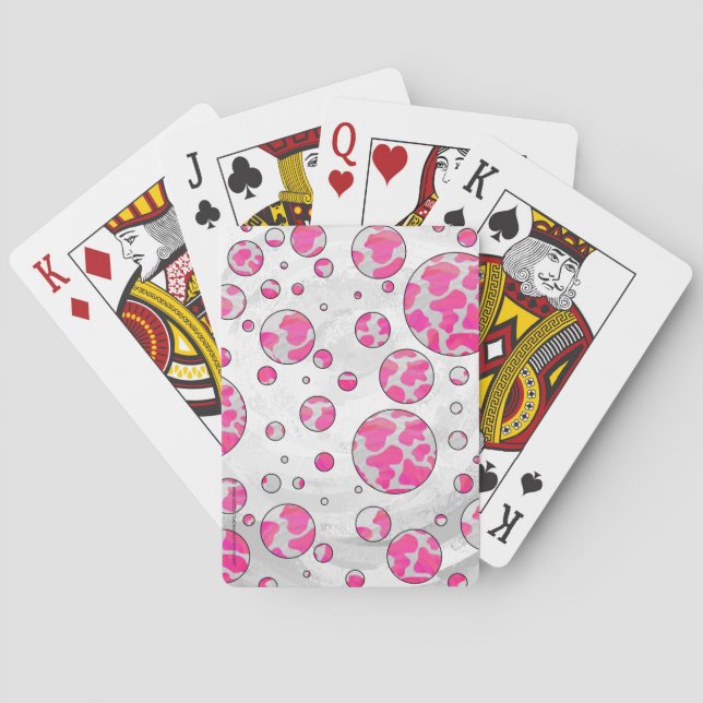 Polka Dot Kuh Rosa und Weiß Spielkarten (Rückseite)