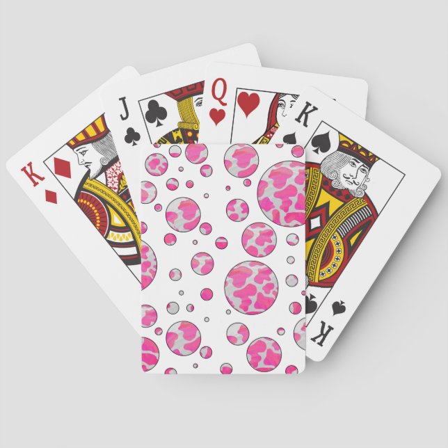 Polka Dot Kuh Rosa und Weiß Spielkarten (Rückseite)