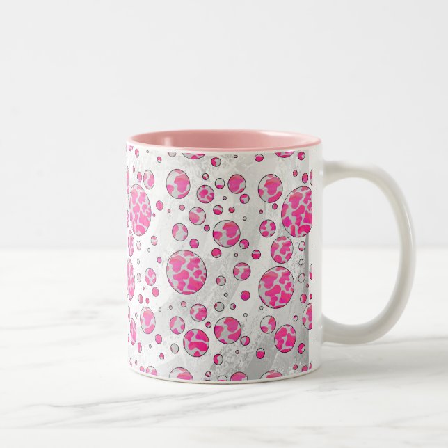 Polka Dot Kuh Rosa und Weiß Zweifarbige Tasse (Rechts)