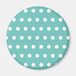 Polka Dot Kühlschrankmagnet (Aqua & White) Magnet