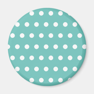 Polka Dot Kühlschrankmagnet (Aqua & White) Magnet