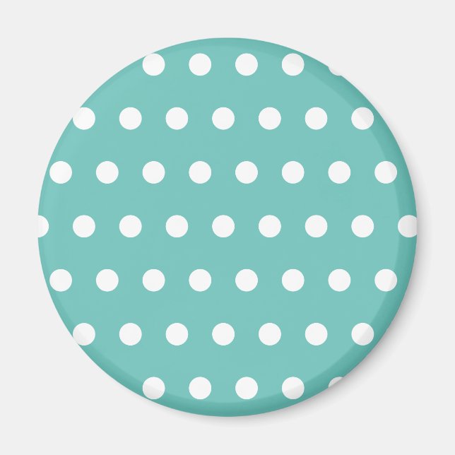 Polka Dot Kühlschrankmagnet (Aqua & White) Magnet (Vorne)