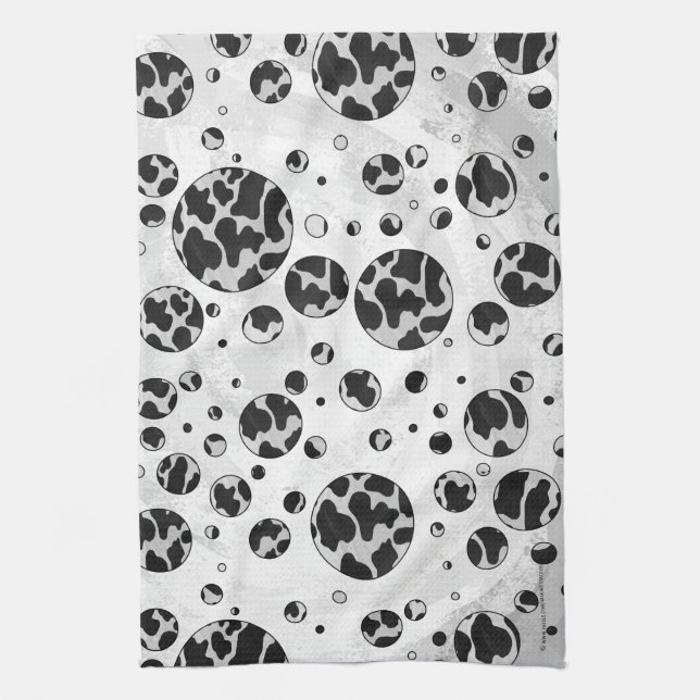 Polka Dot Kuw Schwarz-Weiß-Print Handtuch (Vertikal)