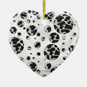 Polka Dot Kuw Schwarz-Weiß-Print Keramikornament