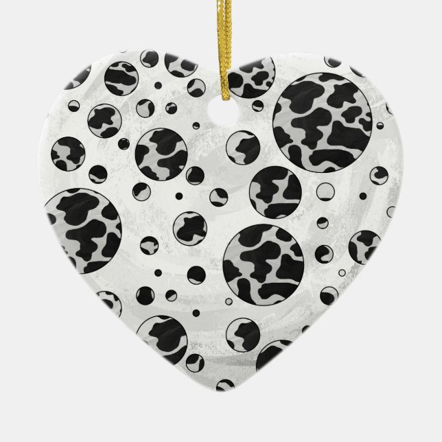 Polka Dot Kuw Schwarz-Weiß-Print Keramikornament (Vorne)