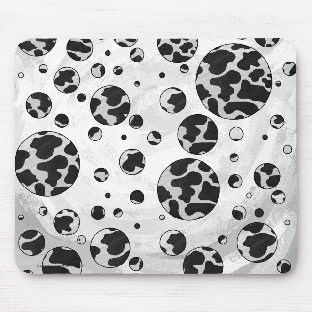 Polka Dot Kuw Schwarz-Weiß-Print Mousepad (Vorne)