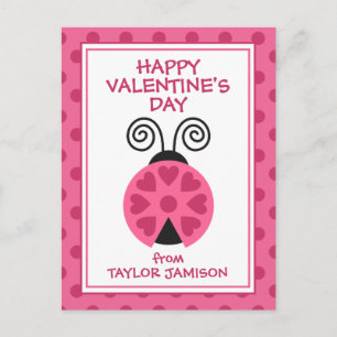 Polka Dot Ladybug Personalisiert Valentinskarte Postkarte