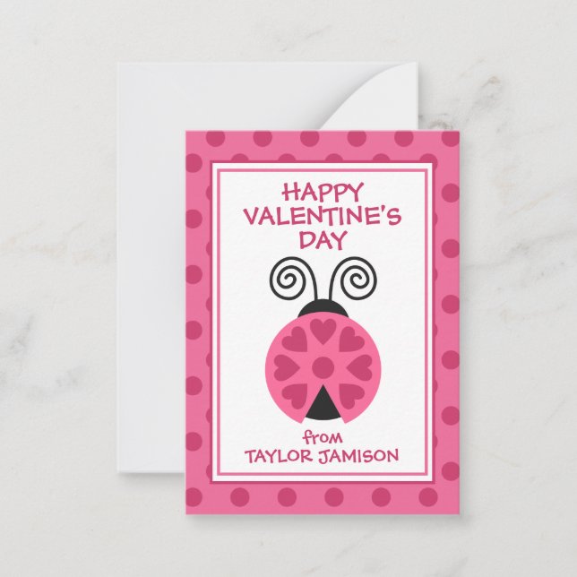 Polka Dot Ladybug Valentine-Klassenkarte Mitteilungskarte (Vorderseite)